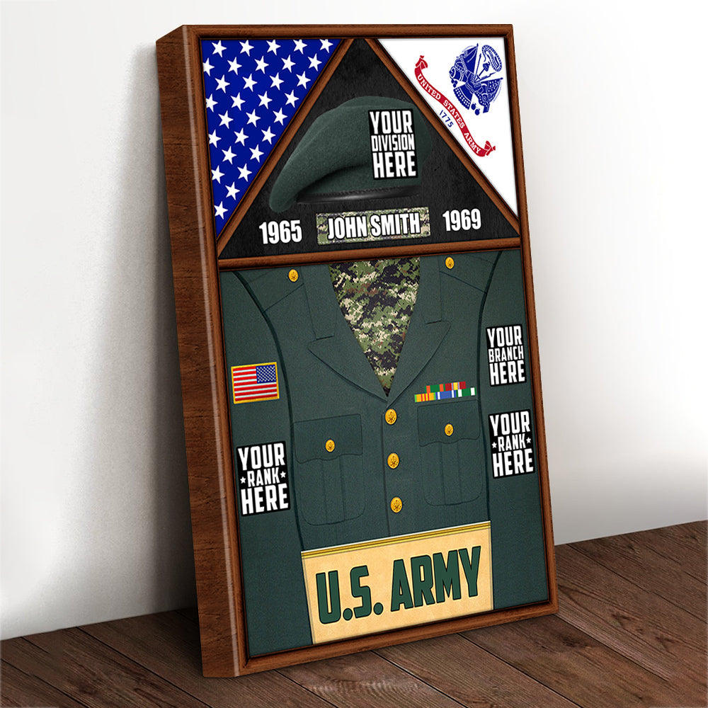 Custom Service Uniform Rank Name Division Personalized Gift For Military Veteran Dad Grandpa Veteran Poster Canvas H2511