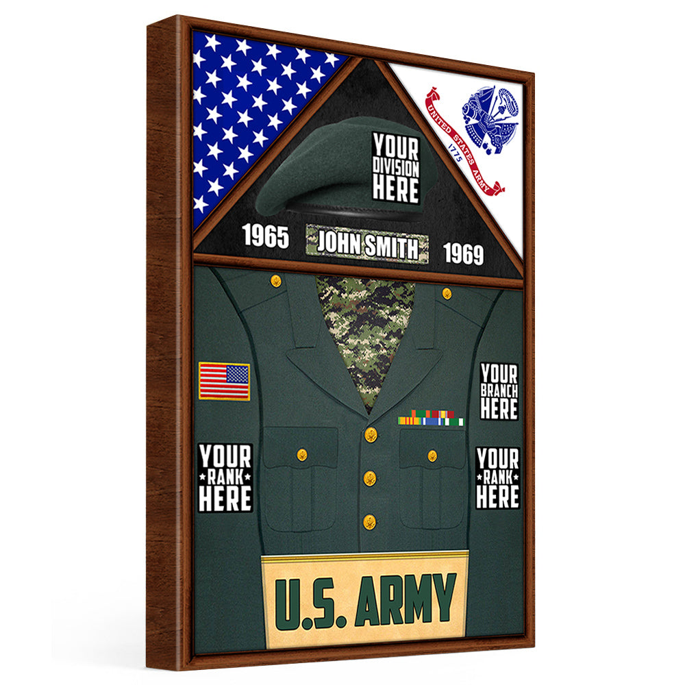 Custom Service Uniform Rank Name Division Personalized Gift For Military Veteran Dad Grandpa Veteran Poster Canvas H2511