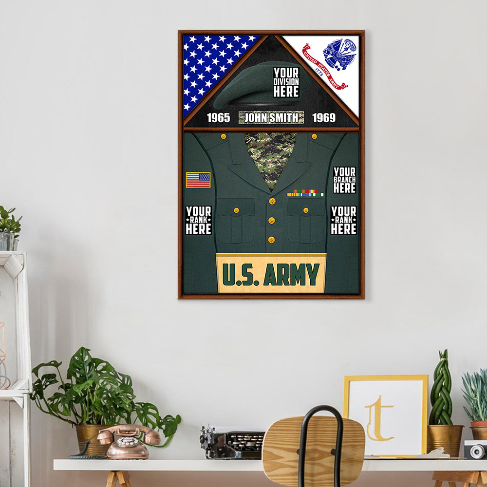 Custom Service Uniform Rank Name Division Personalized Gift For Military Veteran Dad Grandpa Veteran Poster Canvas H2511