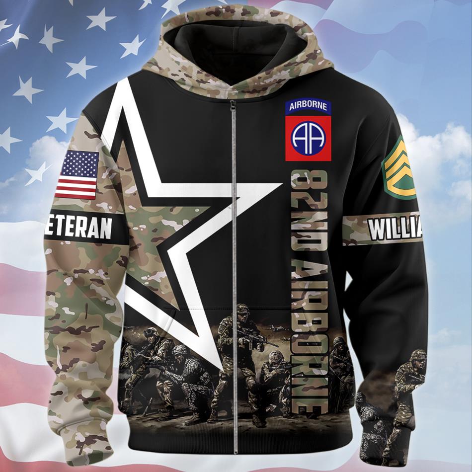 Custom Camouflage Division Personalized Veteran All-Over Print Hoodie - Gift Idea For Veteran H2511 Trna