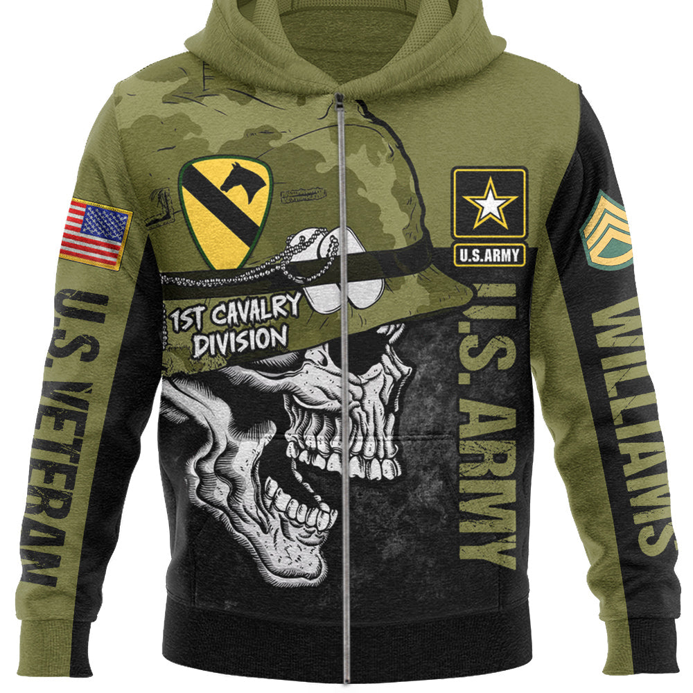 Custom US Military Division Unit All Over Print Shirt For Veteran Gift For Military Retirement Dad Grandpa H2511