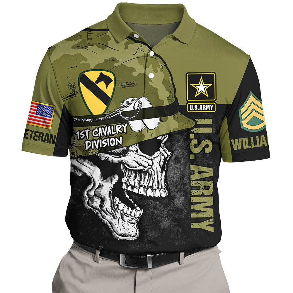 Custom US Military Division Unit All Over Print Shirt For Veteran Gift For Military Retirement Dad Grandpa H2511