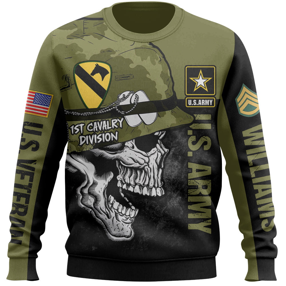 Custom US Military Division Unit All Over Print Shirt For Veteran Gift For Military Retirement Dad Grandpa H2511