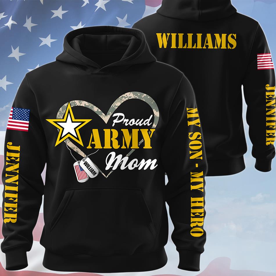 Heart Camouflage Proud Army Mom Dad Sister Family Members All Over Print Shirt Hoodie For Proud Military Family Graduate Shirt H2511 Trna