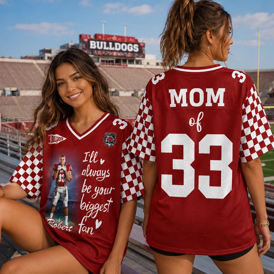 Custom Photo Football Game Day I Will Always Be Your Biggest Fan Football Jersey Gift For Football Lovers - Personalized Gift For Football Player H2511 Trna