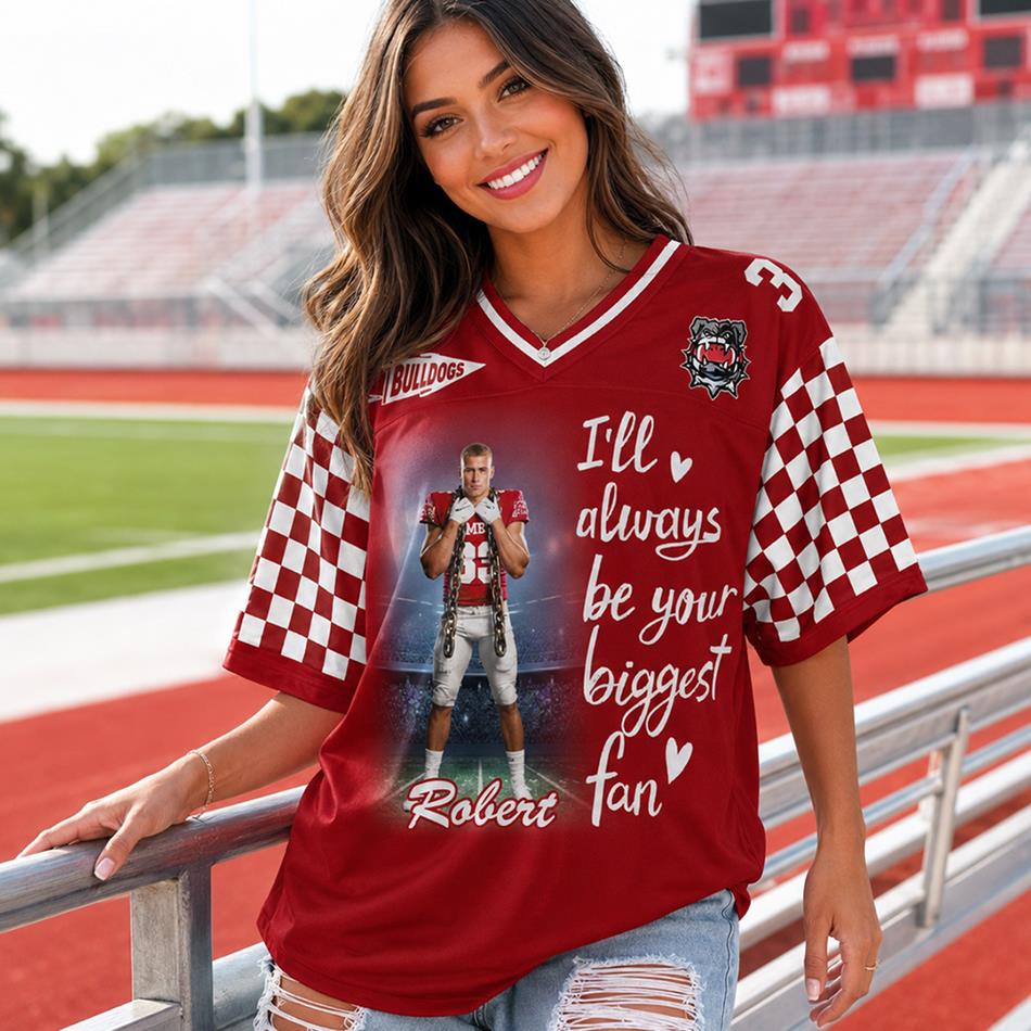 Custom Photo Football Game Day I Will Always Be Your Biggest Fan Football Jersey Gift For Football Lovers - Personalized Gift For Football Player H2511 Trna
