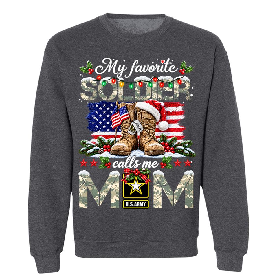 Personalized Shirt My Favorite Soldier Calls Me Mom Custom Shirt For Proud Army Mom Dad Grandma Family Christmas Shirt H2511 Trna KL07