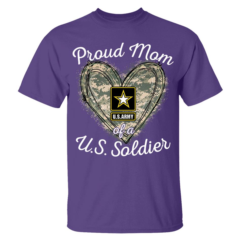 Proud Mom Of A U.S. Soldier Camo Heart Custom Shirt For Military Mom Grandma Sister... Family H2511 Trna