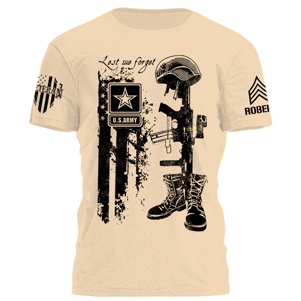 Lest We Forget American Distressed Flag Custom All Branches Shirt For Veteran Memorial Day Shirt H2511