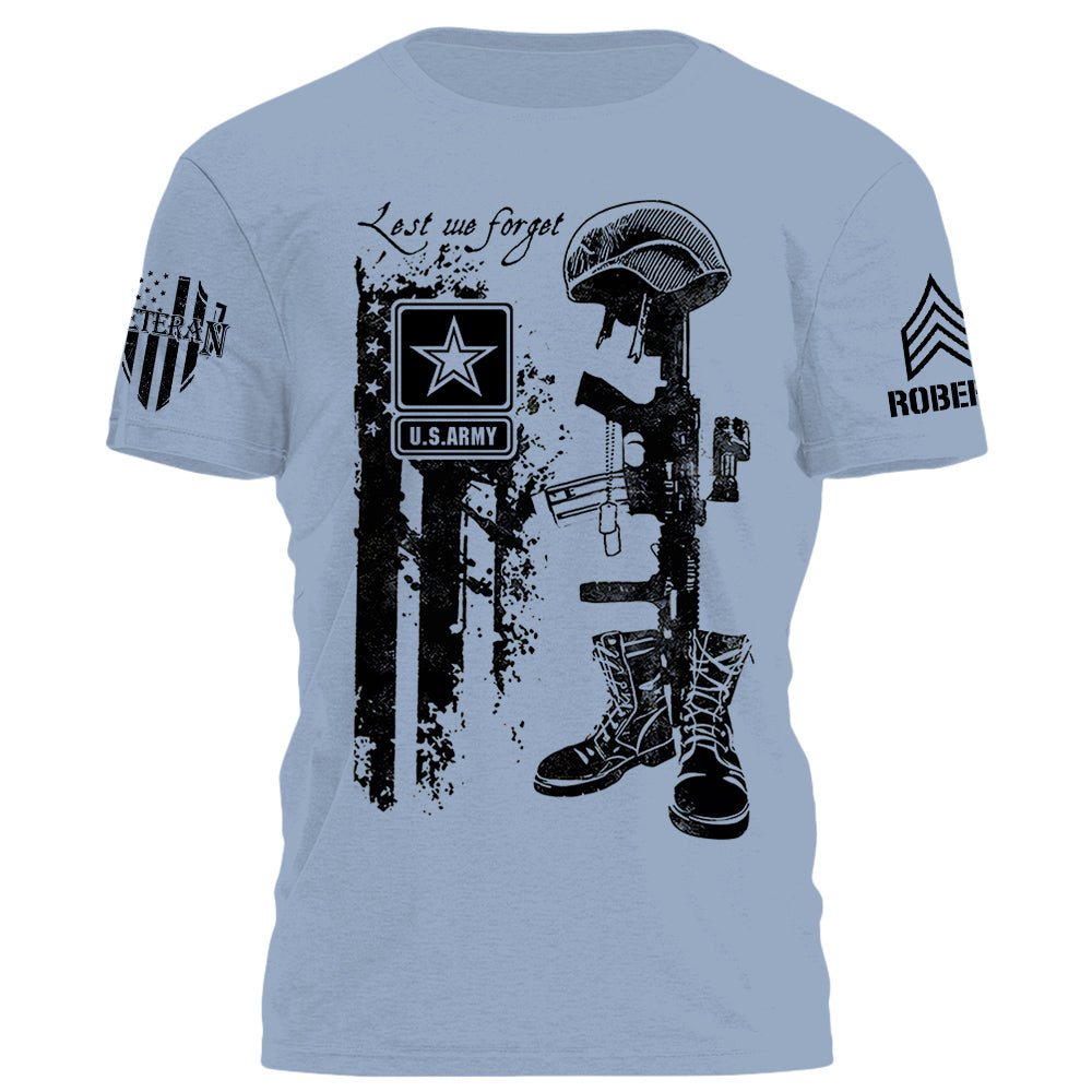 Lest We Forget American Distressed Flag Custom All Branches Shirt For Veteran Memorial Day Shirt H2511