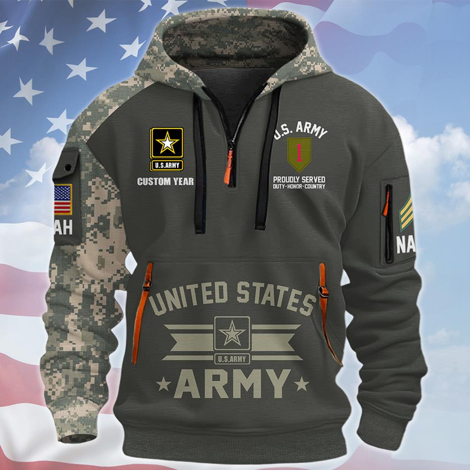 Once A Soldier Alway A Soldier Custom Hoodie Half Zipper All Over Print Shirt Gift For US Veterans H2511 Trna