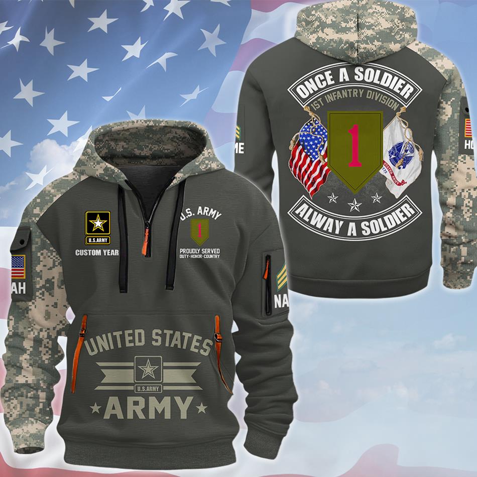 Once A Soldier Alway A Soldier Custom Hoodie Half Zipper All Over Print Shirt Gift For US Veterans H2511 Trna