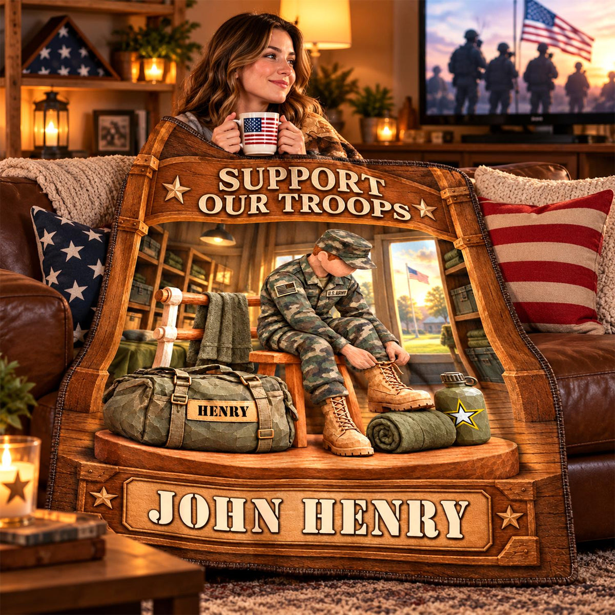 Personalized US Army Soldier Blanket – Proud to Serve, Custom Name Military Christmas Gift For Military Soldier C2408 Hv01 KL07