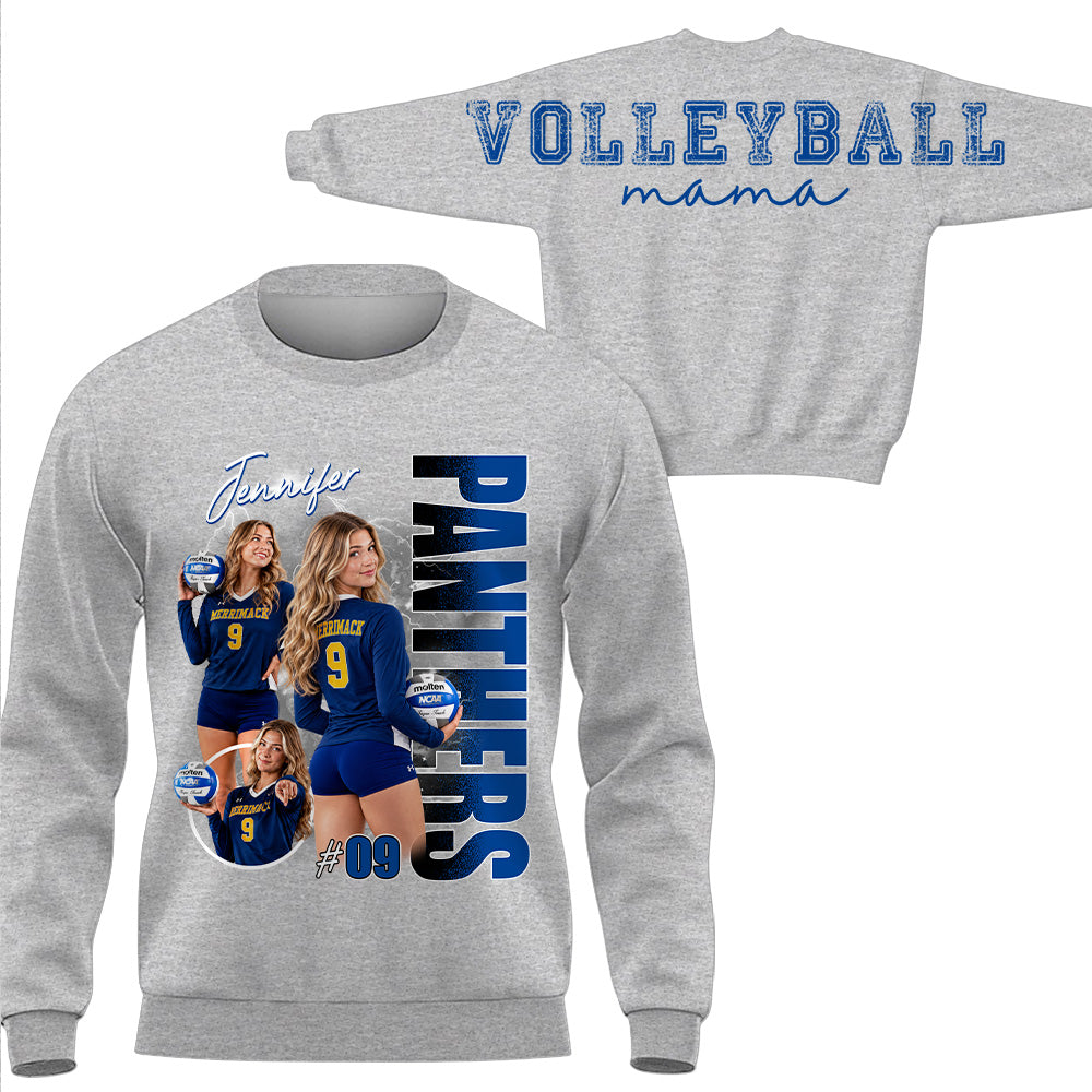 Personalized Volleyball Mom Sweatshirt, Custom Large Back Graphic, Gift For Volleyball Mom Volleyball Family Volleyball Lovers MI209 T24