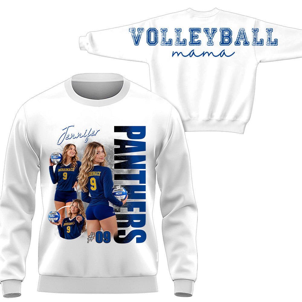 Personalized Volleyball Mom Sweatshirt, Custom Large Back Graphic, Gift For Volleyball Mom Volleyball Family Volleyball Lovers MI209 T24
