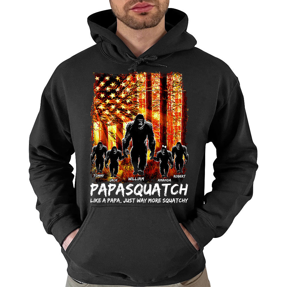 Papasquatch American The Sun Flag Personalized Shirt For Dad Grandpa Father's Day Gift H2511