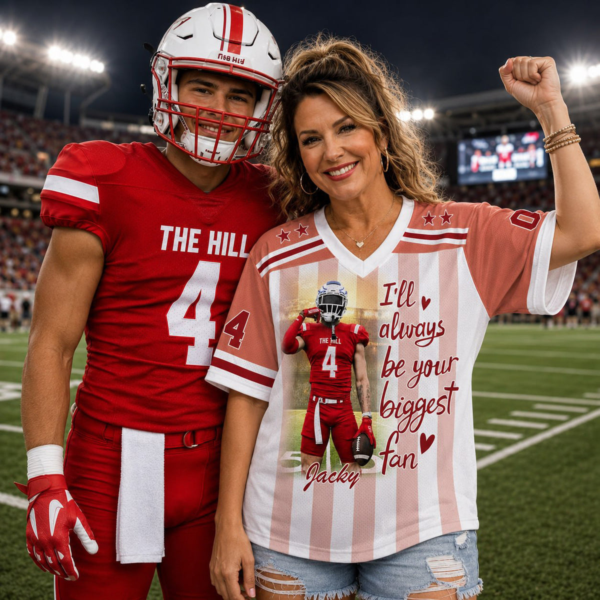 I'll Always Be Your Biggest Fan, Personalized Football Jersey, Custom Photo Gift For Football Lovers For Sport Family Vr2 T1807 Pt99
