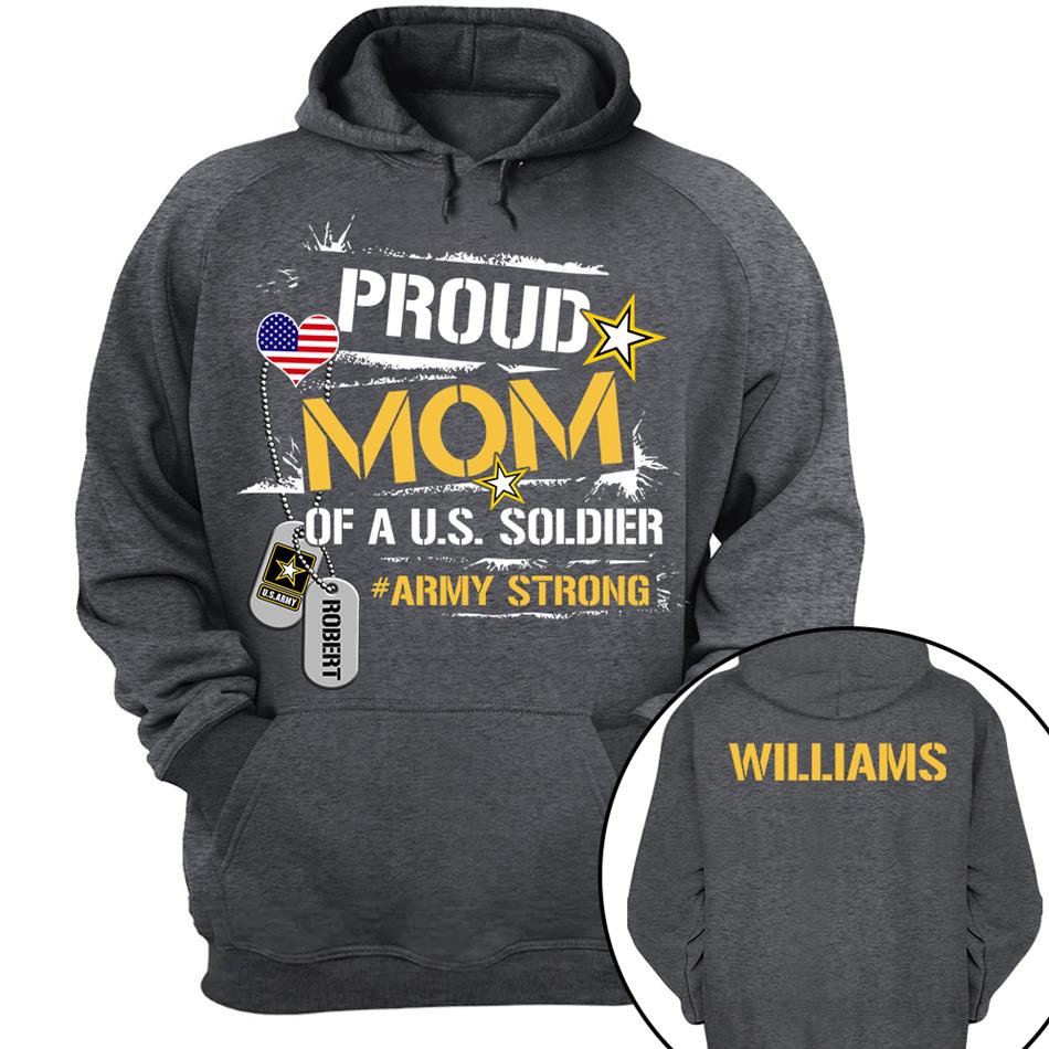 Proud Mom Of A US Soldier Custom Shirt For Proud Military Mom Dad Sister Brother Grandma All Family Members Shirt Support Our Troops Shirt H2511 Trna