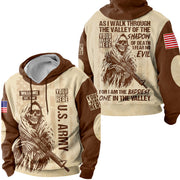 Vintage Shirt As I Walk Through The Valley I Fear No Evil For I Am The Baddest One In The Valley Personalized All Over Print Shirt For Veteran H2511