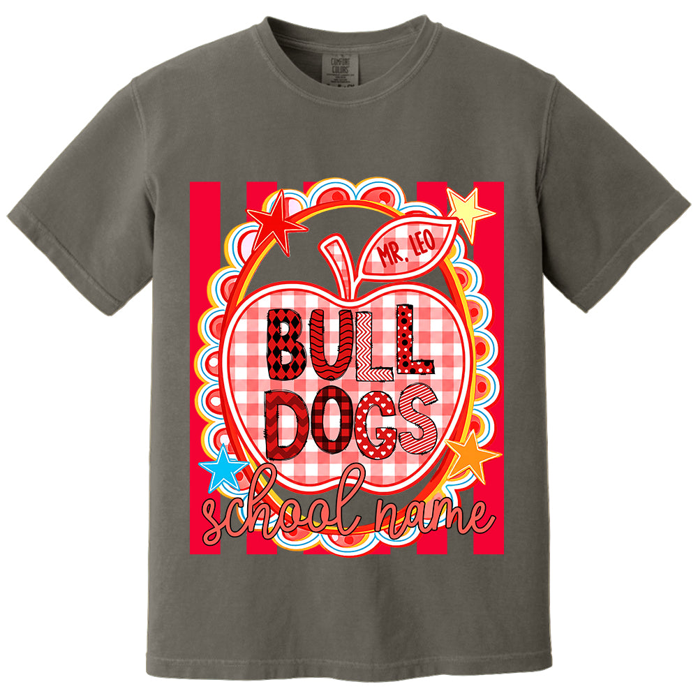 Personalized School Mascot Doodle Pattern T-Shirt For Teacher, Preppy Back To School, Gifts For Teacher Student MI209 TH23