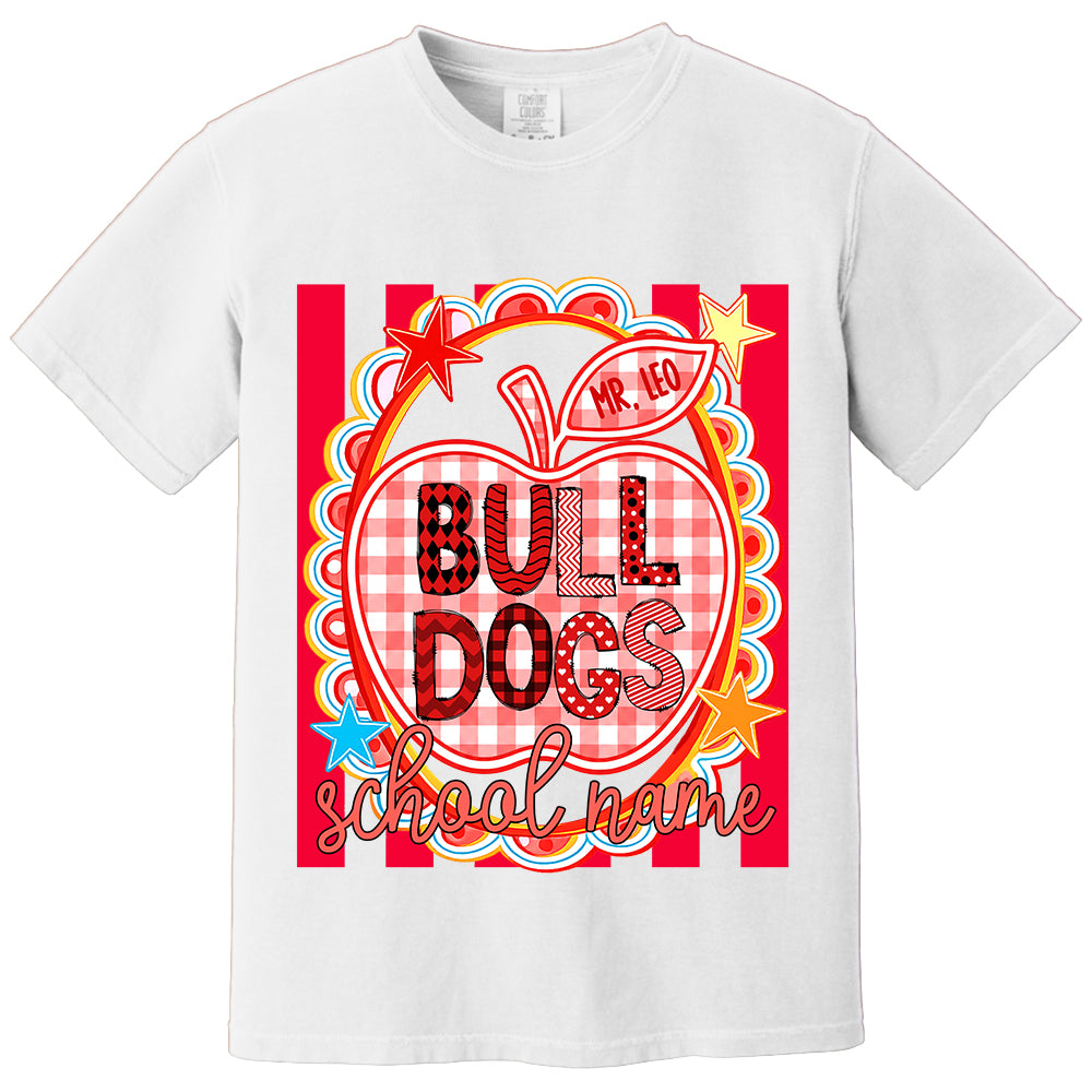 Personalized School Mascot Doodle Pattern T-Shirt For Teacher, Preppy Back To School, Gifts For Teacher Student MI209 TH23