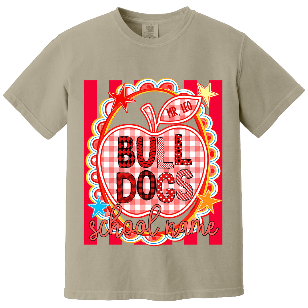 Personalized School Mascot Doodle Pattern T-Shirt For Teacher, Preppy Back To School, Gifts For Teacher Student MI209 TH23