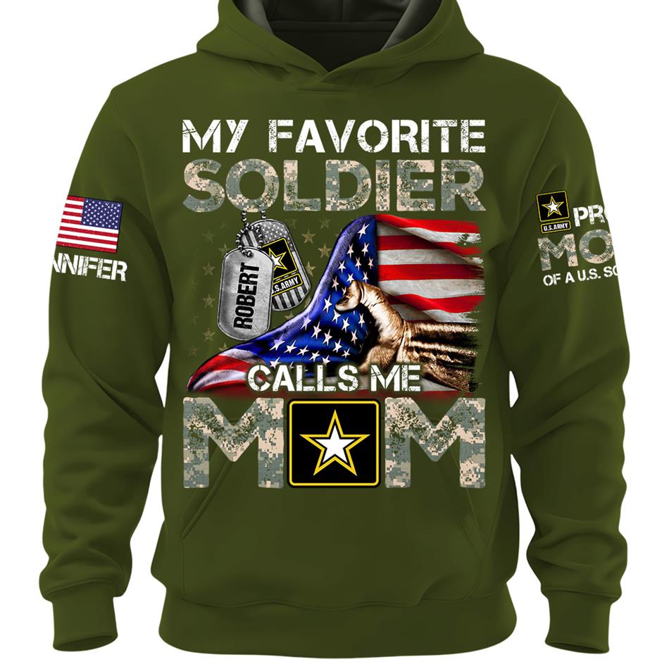 My Favorite Soldier Calls Me Mom Custom Shirt For Proud Mom Dad Family Roles Of US Soldier Shirt H2511 Trna