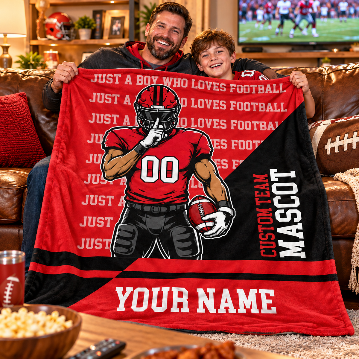Custom Just A Boy Who Loves  Football Blanket, Gift For Football Players L0411 Tm01 KL07