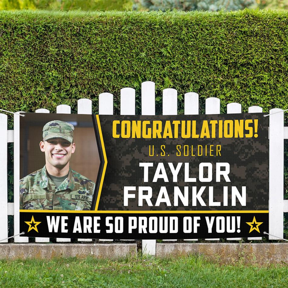 03042026 U.S. Military Graduation Banner Congratulations Soldier We Are So Proud Of You Custom Congrats Banner for Your Soldier's Big Day H2511 Trna