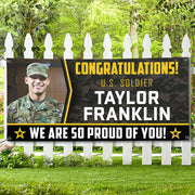 03042026 U.S. Military Graduation Banner Congratulations Soldier We Are So Proud Of You Custom Congrats Banner for Your Soldier's Big Day H2511 Trna