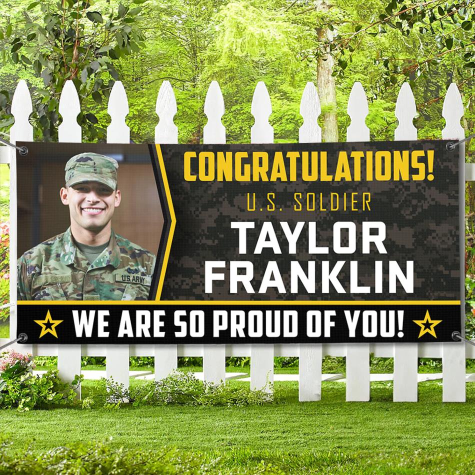 03042026 U.S. Military Graduation Banner Congratulations Soldier We Are So Proud Of You Custom Congrats Banner for Your Soldier's Big Day H2511 Trna