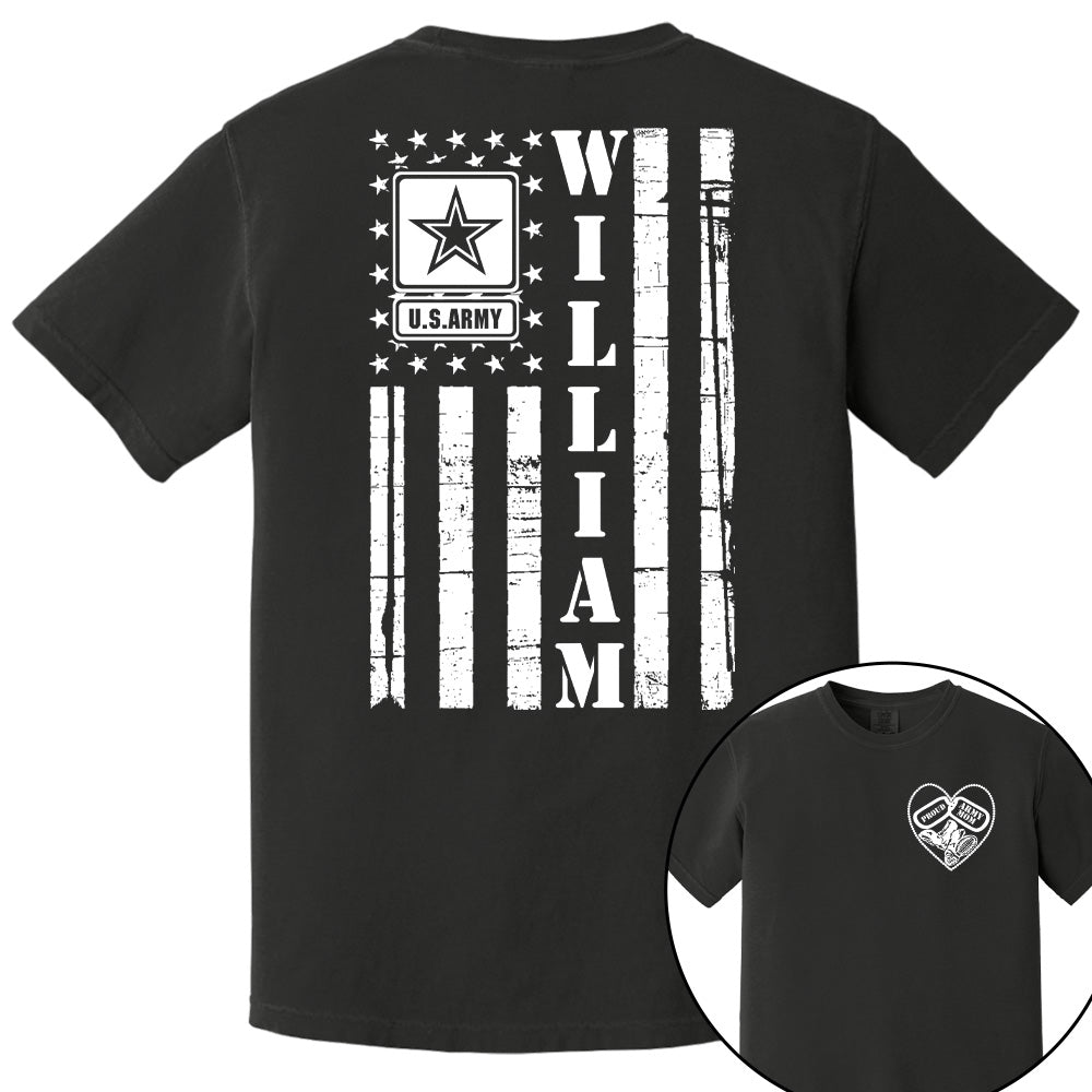Proud Army Mom Distressed American Flag Custom Shirt for Military Family Members Military Graduate Family Shirt H2511 Pt99
