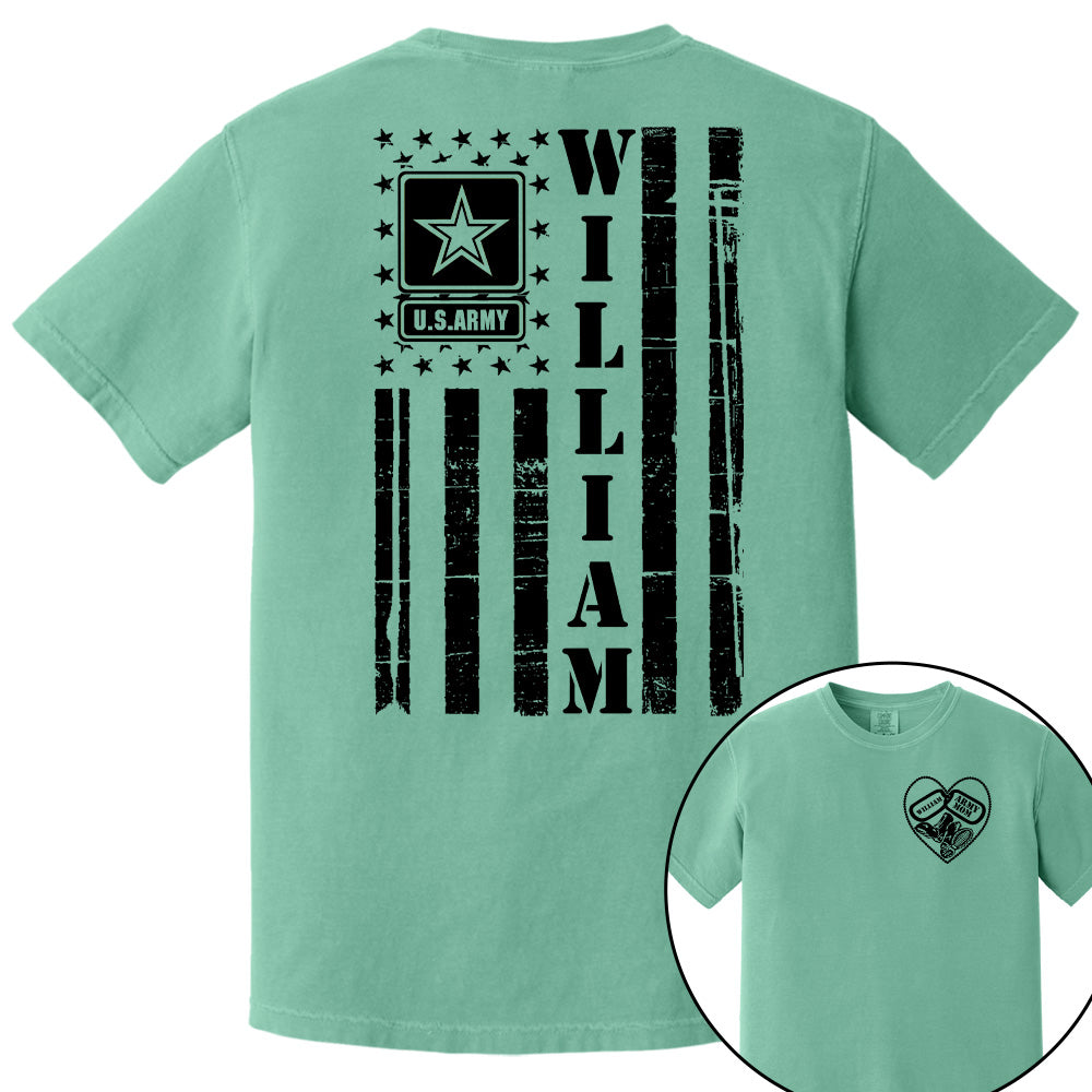 Proud Army Mom Distressed American Flag Custom Shirt for Military Family Members Military Graduate Family Shirt H2511 Pt99