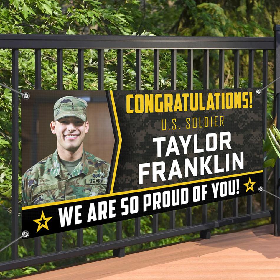 03042026 U.S. Military Graduation Banner Congratulations Soldier We Are So Proud Of You Custom Congrats Banner for Your Soldier's Big Day H2511 Trna