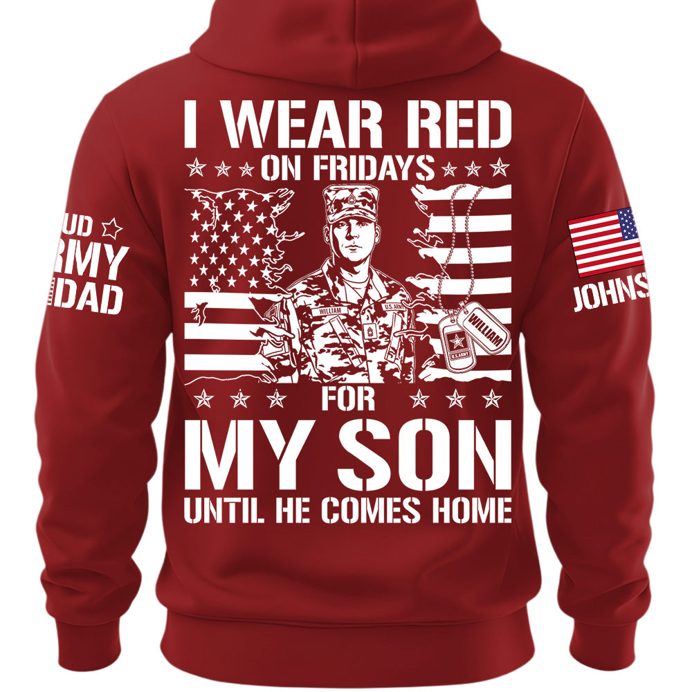 I Wear Red On Friday For My Son Support Our Troops Personalized Photo Shirt For Military Dad Mom Family H2511 Trna