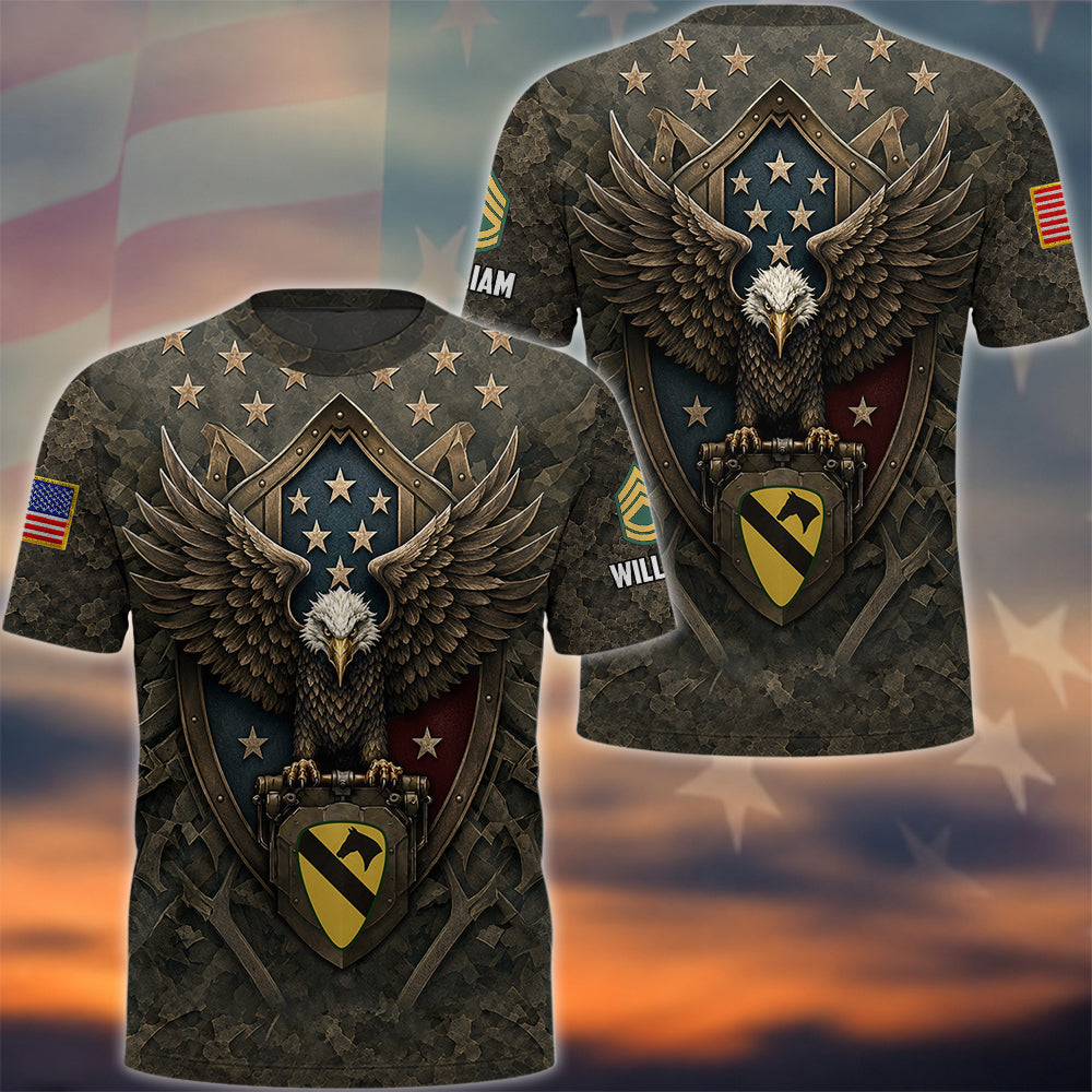 Custom All Over Print Shirt Veteran Ealge Custom Division Rank Gift For Veterans K1702 MT2