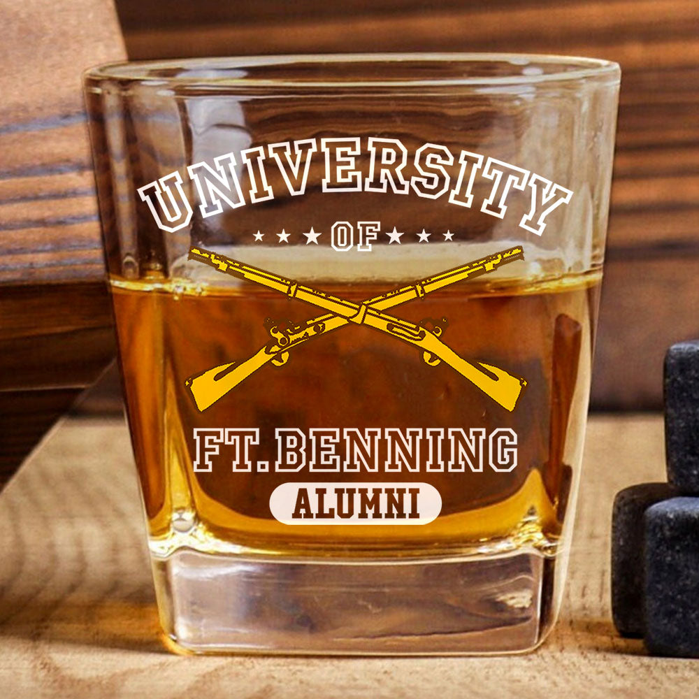 University Of Military Base Alumni Custom Whiskey Glasses Gift For Veteran Dad Grandpa H2511