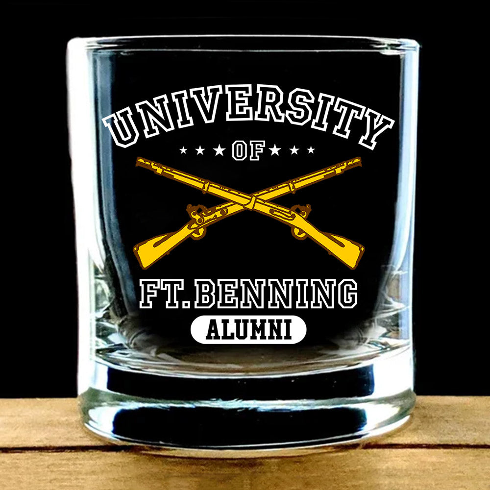 University Of Military Base Alumni Custom Whiskey Glasses Gift For Veteran Dad Grandpa H2511