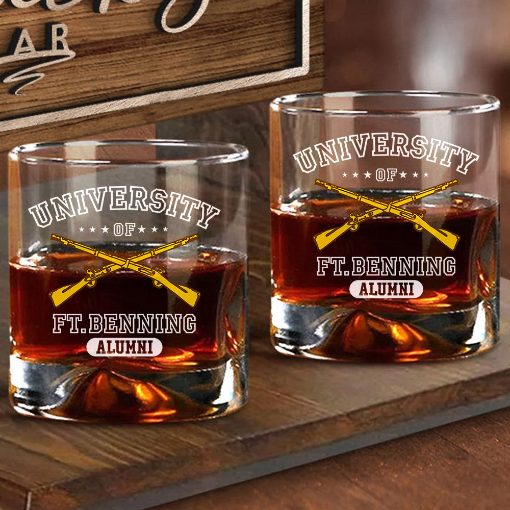 University Of Military Base Alumni Custom Whiskey Glasses Gift For Veteran Dad Grandpa H2511