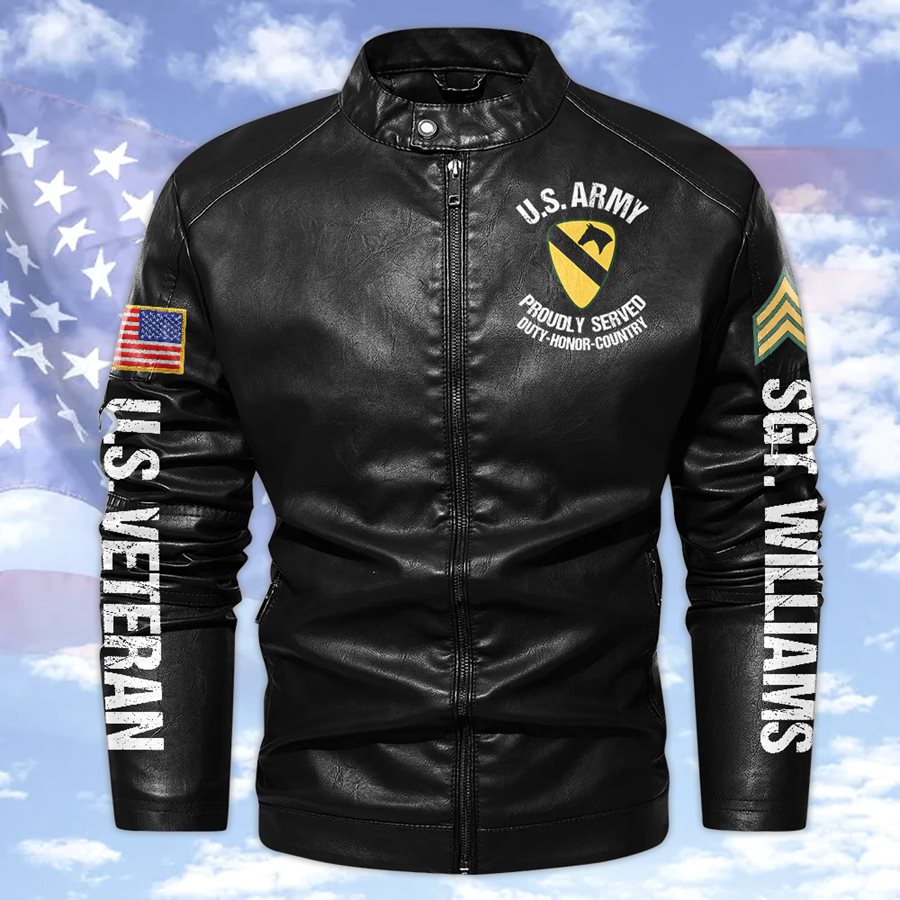 Sons of America Custom Division Name Leather Jacket Gift For US Military Veteran H2511 Trna