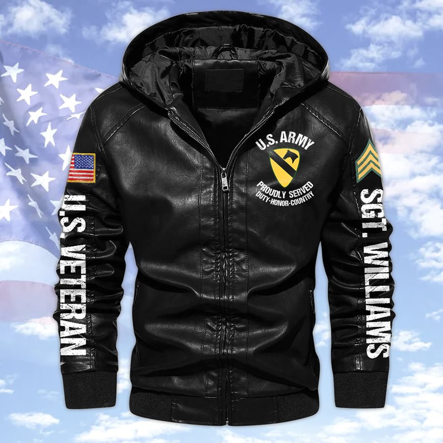 Sons of America Custom Division Name Leather Jacket Gift For US Military Veteran H2511 Trna