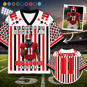 Personalized Football Jersey with Player Photo, Custom Team Name & Mascot, “I Will Always Be Your Biggest Fan” Gift for Football Mom & Grandma Hv01