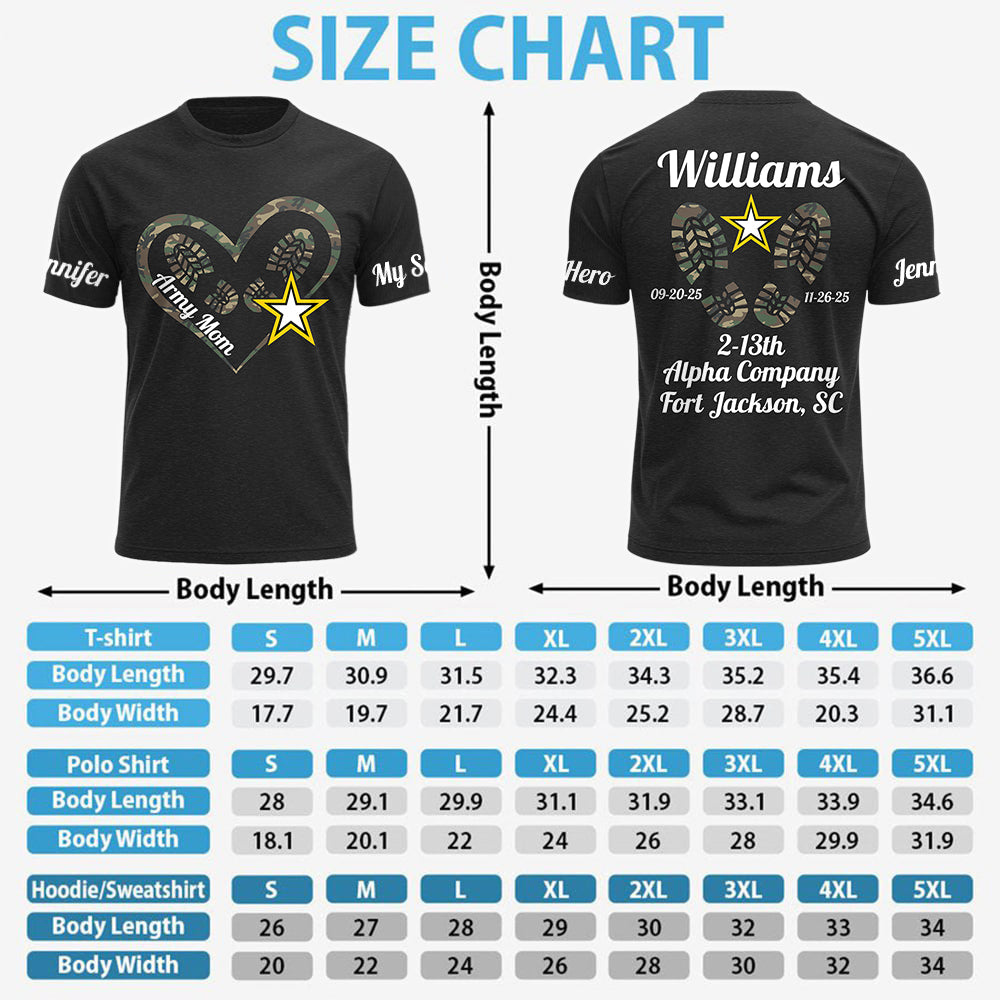 Army Mom Heart Boot Print Hoodie Personalized All Over Print Shirt Hoodie Custom with Name & Unit – My Son My Hero Gift For Military Family H2511 Trna