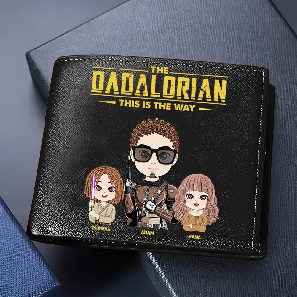 The Dadalorian This Is The Way Personalized Leather Wallet Gift For Dad - Custom Cute Art Nickname With Kids