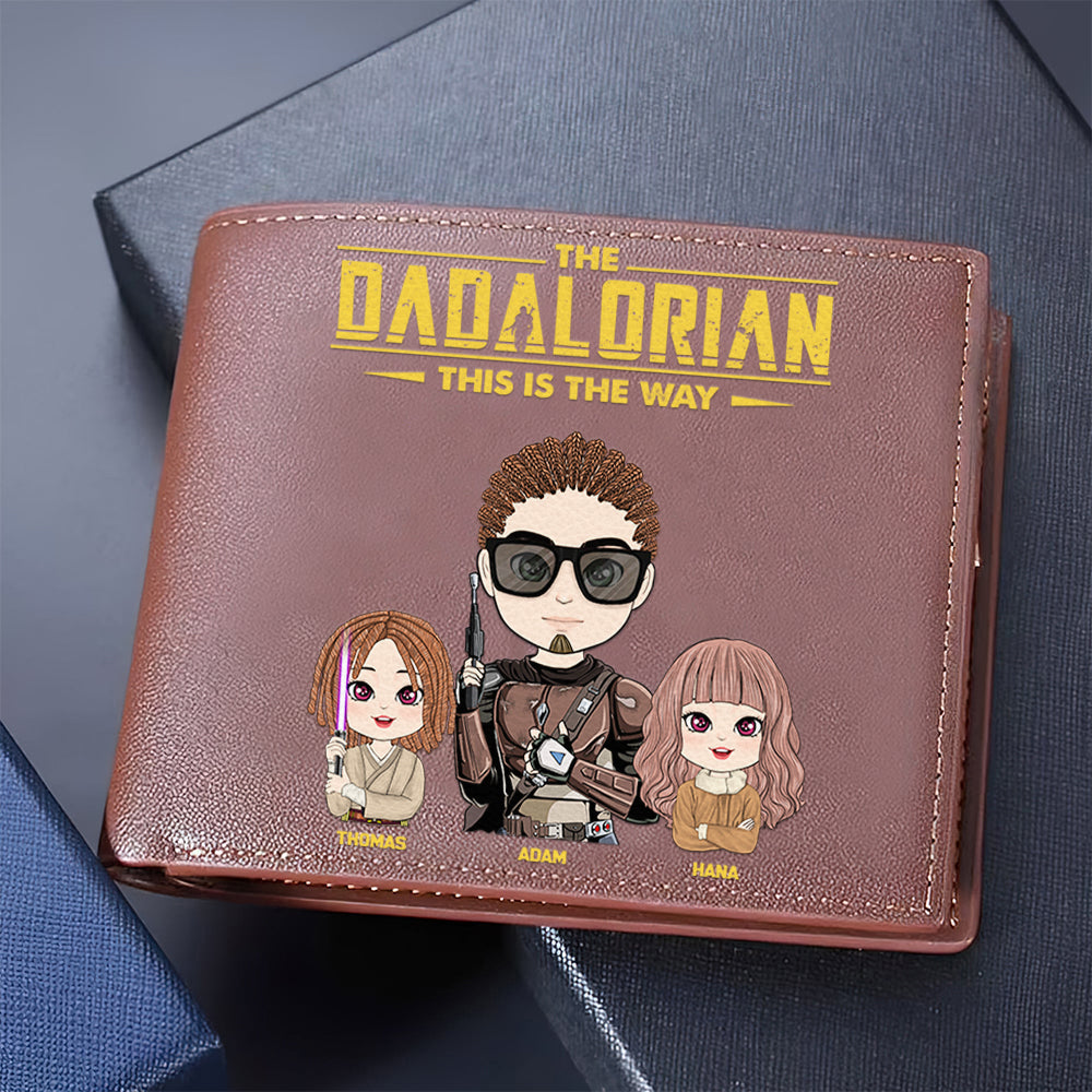 The Dadalorian This Is The Way Personalized Leather Wallet Gift For Dad - Custom Cute Art Nickname With Kids