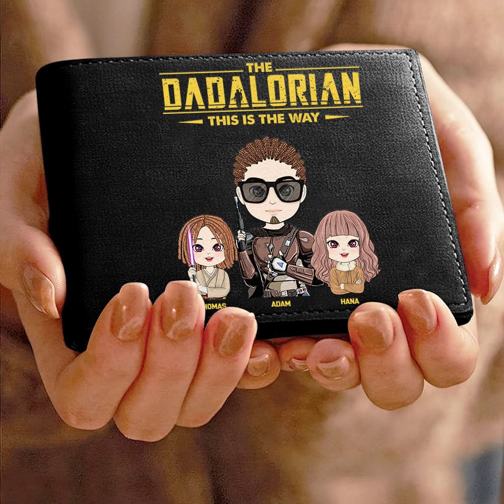 The Dadalorian This Is The Way Personalized Leather Wallet Gift For Dad - Custom Cute Art Nickname With Kids