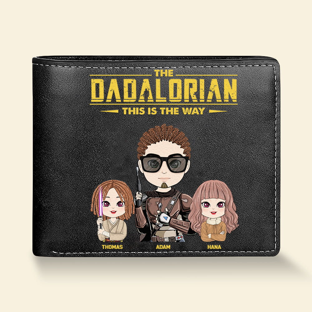 The Dadalorian This Is The Way Personalized Leather Wallet Gift For Dad - Custom Cute Art Nickname With Kids