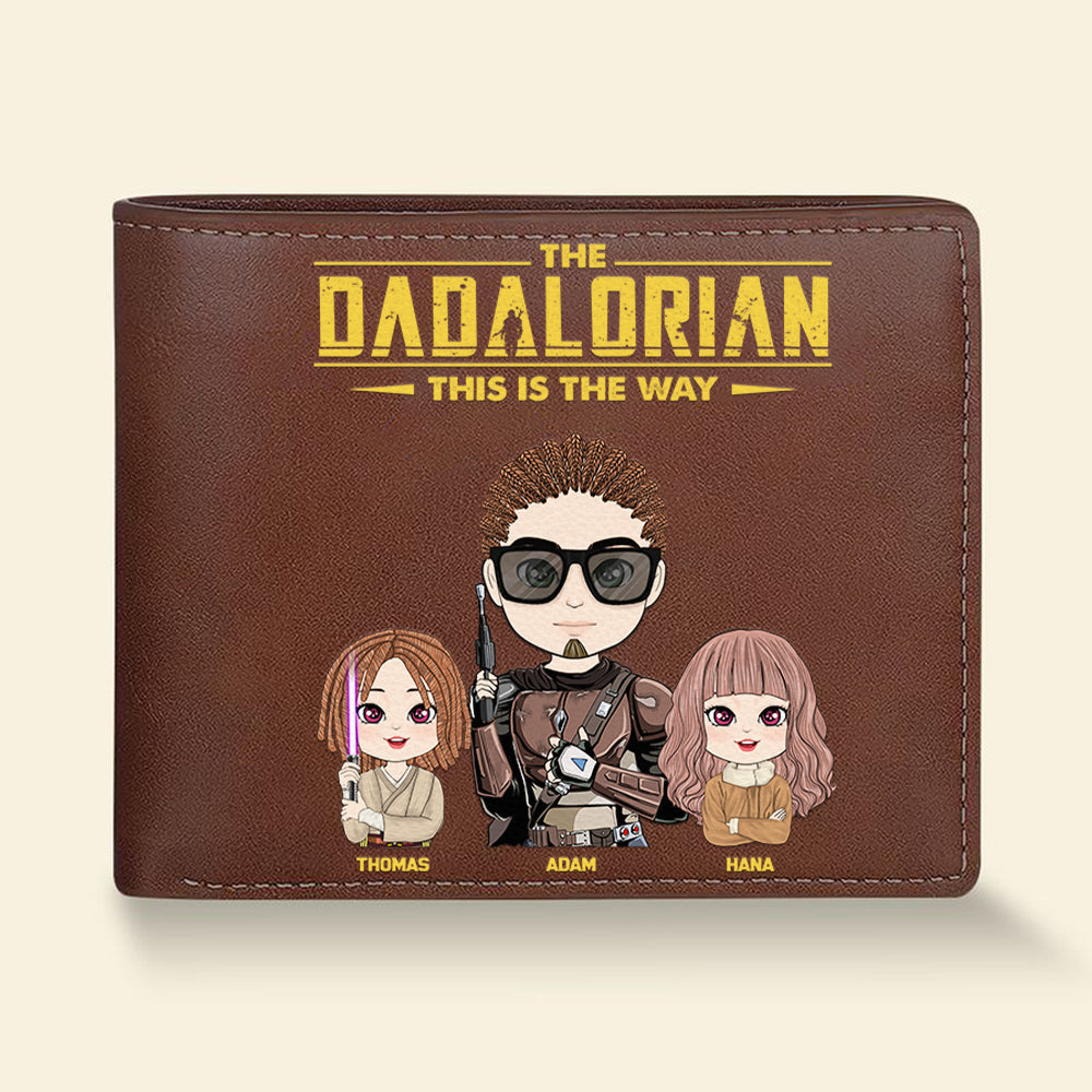 The Dadalorian This Is The Way Personalized Leather Wallet Gift For Dad - Custom Cute Art Nickname With Kids
