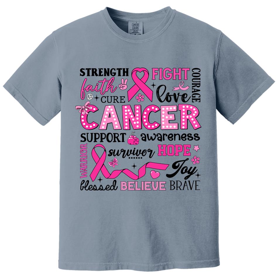 Strength Faith Cure Fight Love Courage Breast Cancer Awareness Inspirational Conquete Ribbon Shirt H2511 Trna