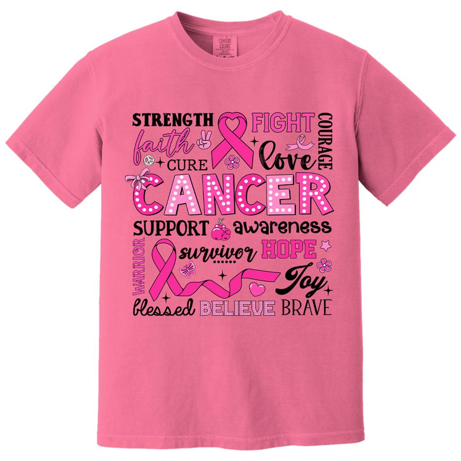 Strength Faith Cure Fight Love Courage Breast Cancer Awareness Inspirational Conquete Ribbon Shirt H2511 Trna
